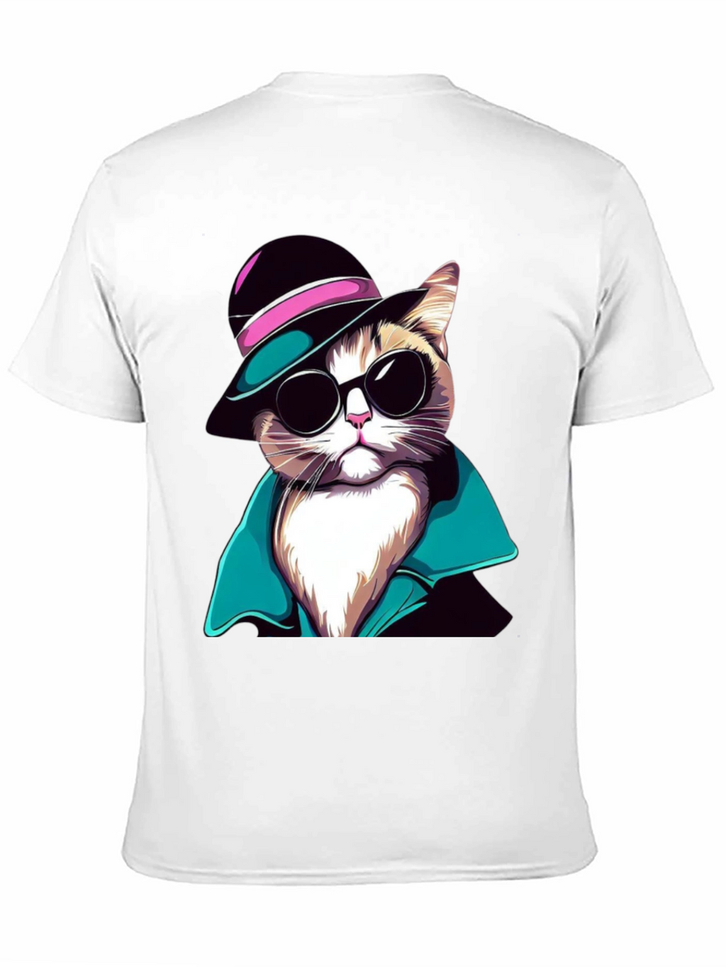 Cool Cat T-Shirt: Stylish Feline in Hat & Shades
