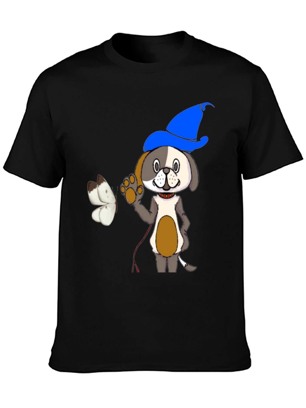Cartoon Dog Wizard Black T-Shirt