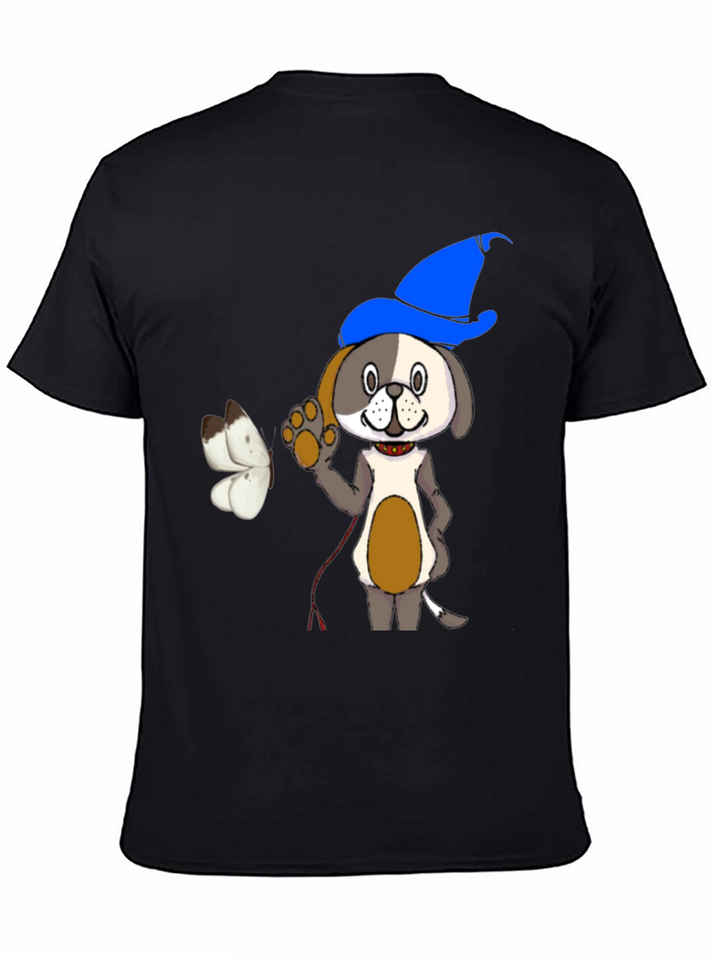 Cartoon Dog Wizard Black T-Shirt