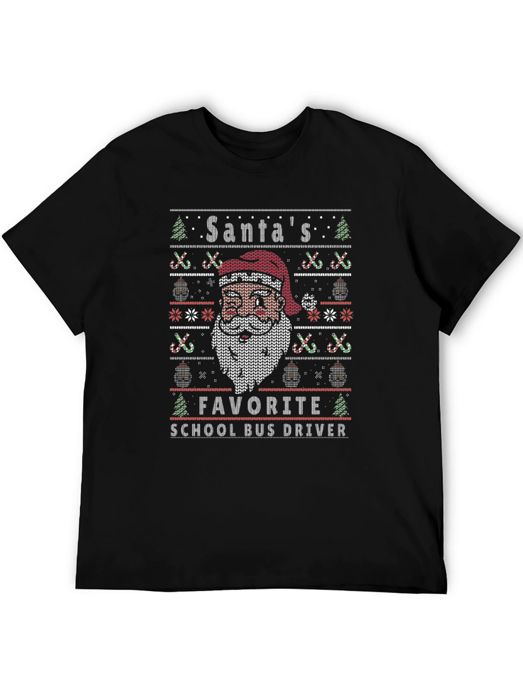 Santas Favorite School Bus Driver Ugly Christmas T-Shirt