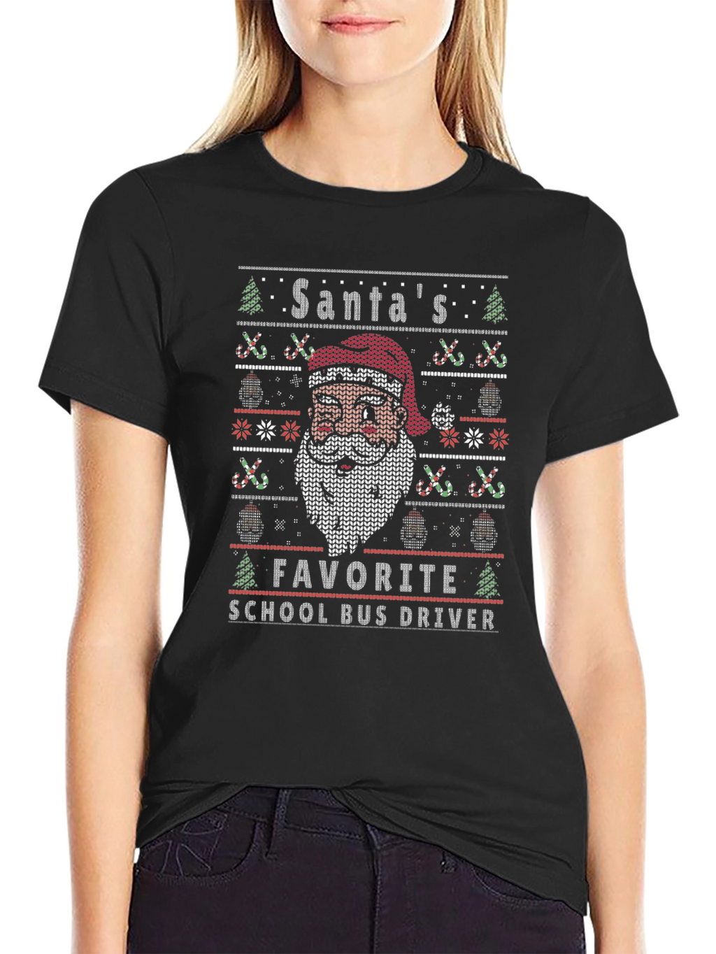 Santas Favorite School Bus Driver Ugly Christmas T-Shirt