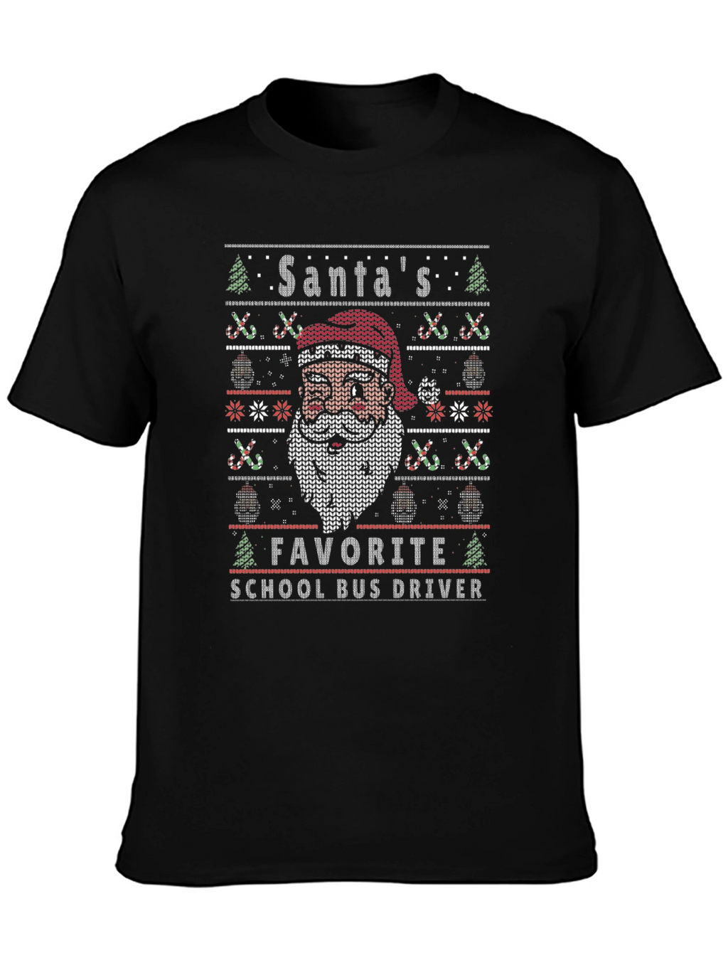 Santas Favorite School Bus Driver Ugly Christmas T-Shirt