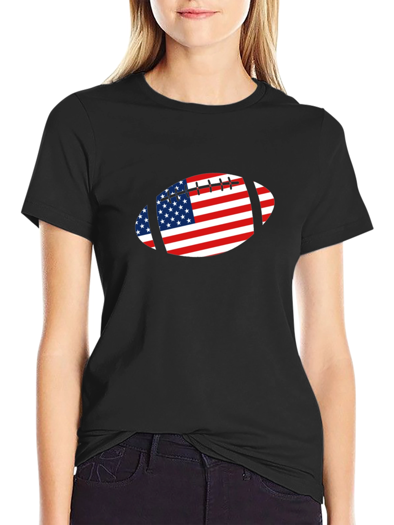 American Football USA Flag Graphic Tee