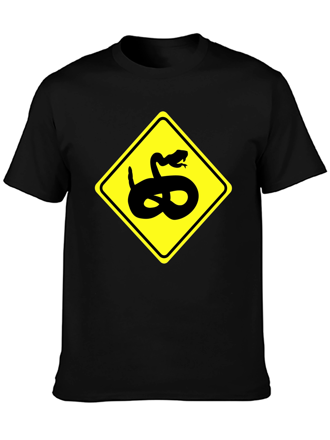 Snake Warning Sign Graphic Tee - Black