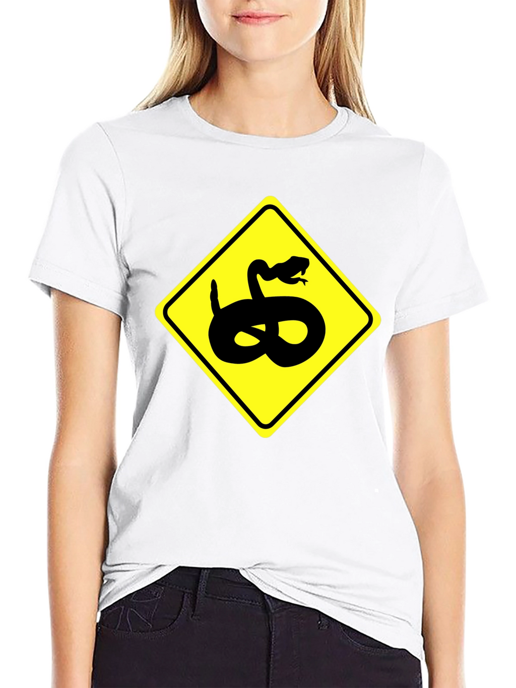 Snake Warning Sign Graphic Tee - Black