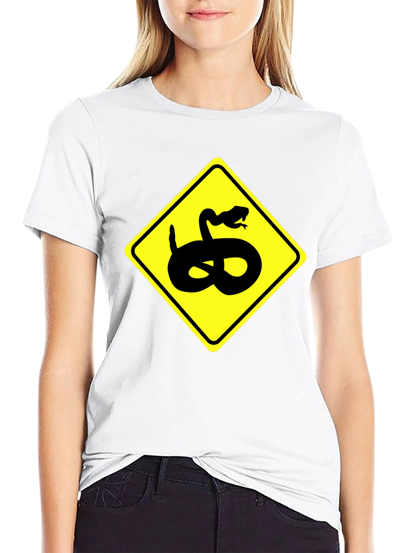 Snake Warning Sign Graphic Tee - Black