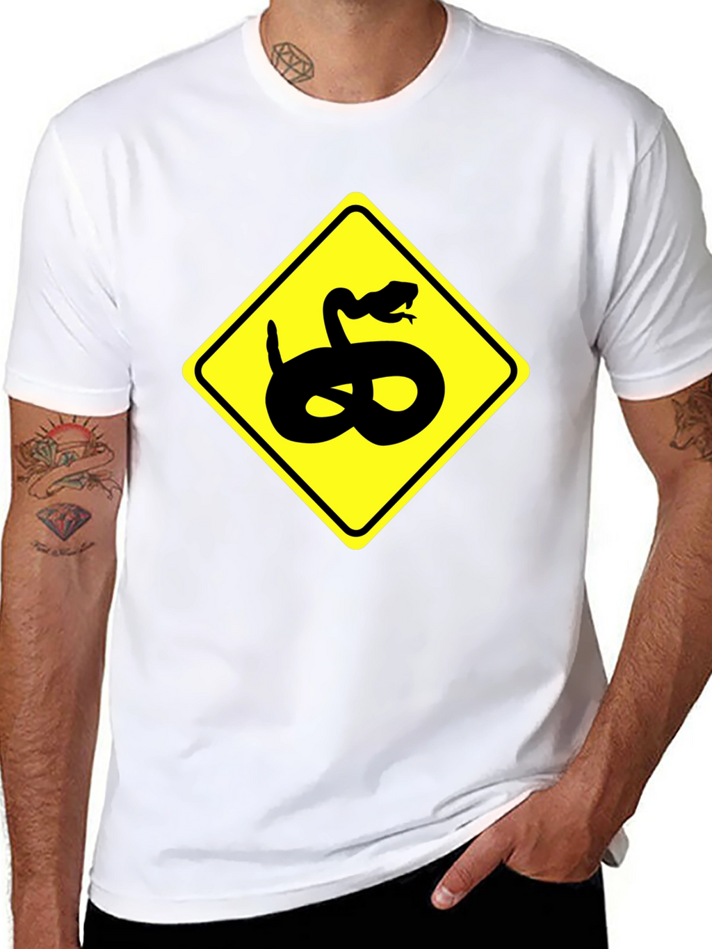 Snake Warning Sign Graphic Tee - Black