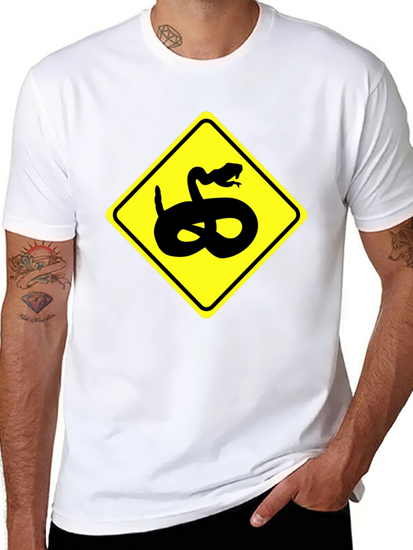 Snake Warning Sign Graphic Tee - Black