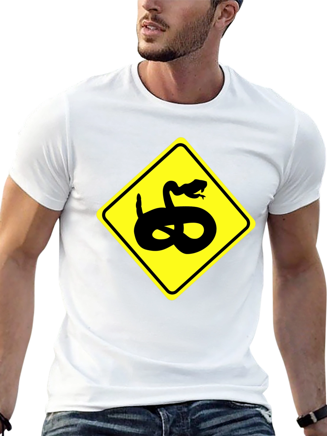 Snake Warning Sign Graphic Tee - Black