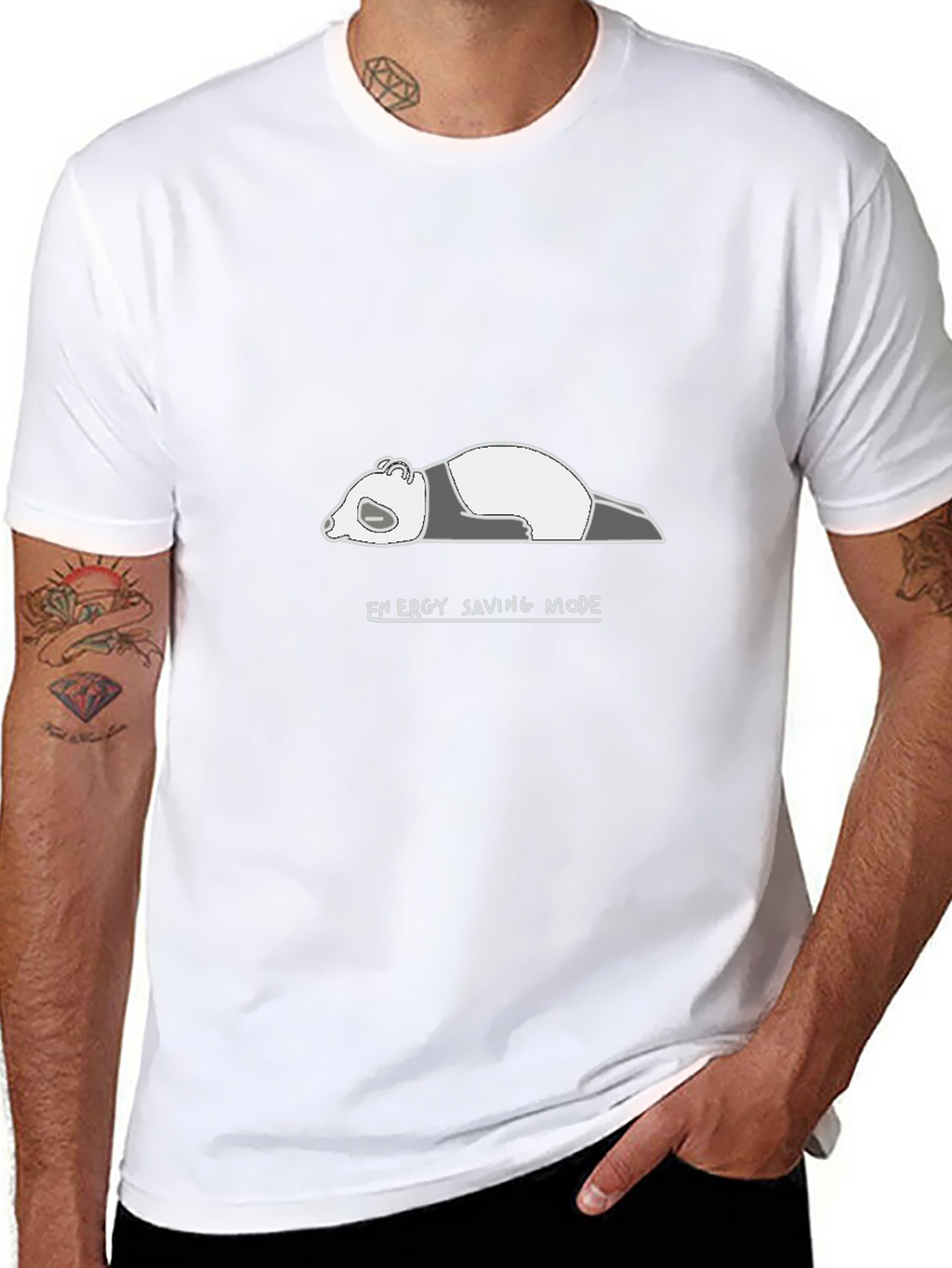 Energy Saving Mode Panda T-Shirt - Black