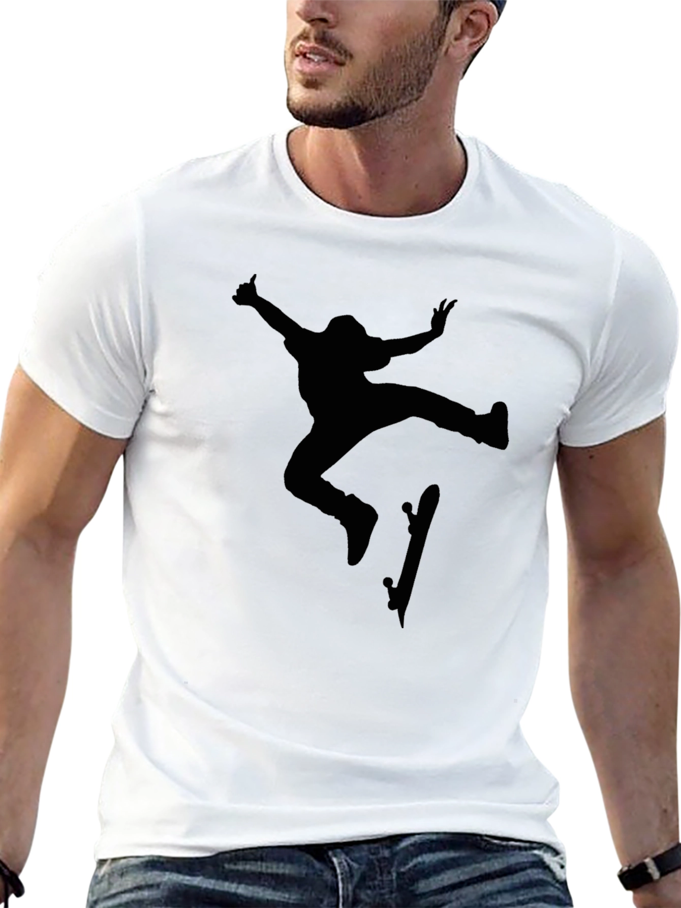 Skateboarder Silhouette Black T-Shirt
