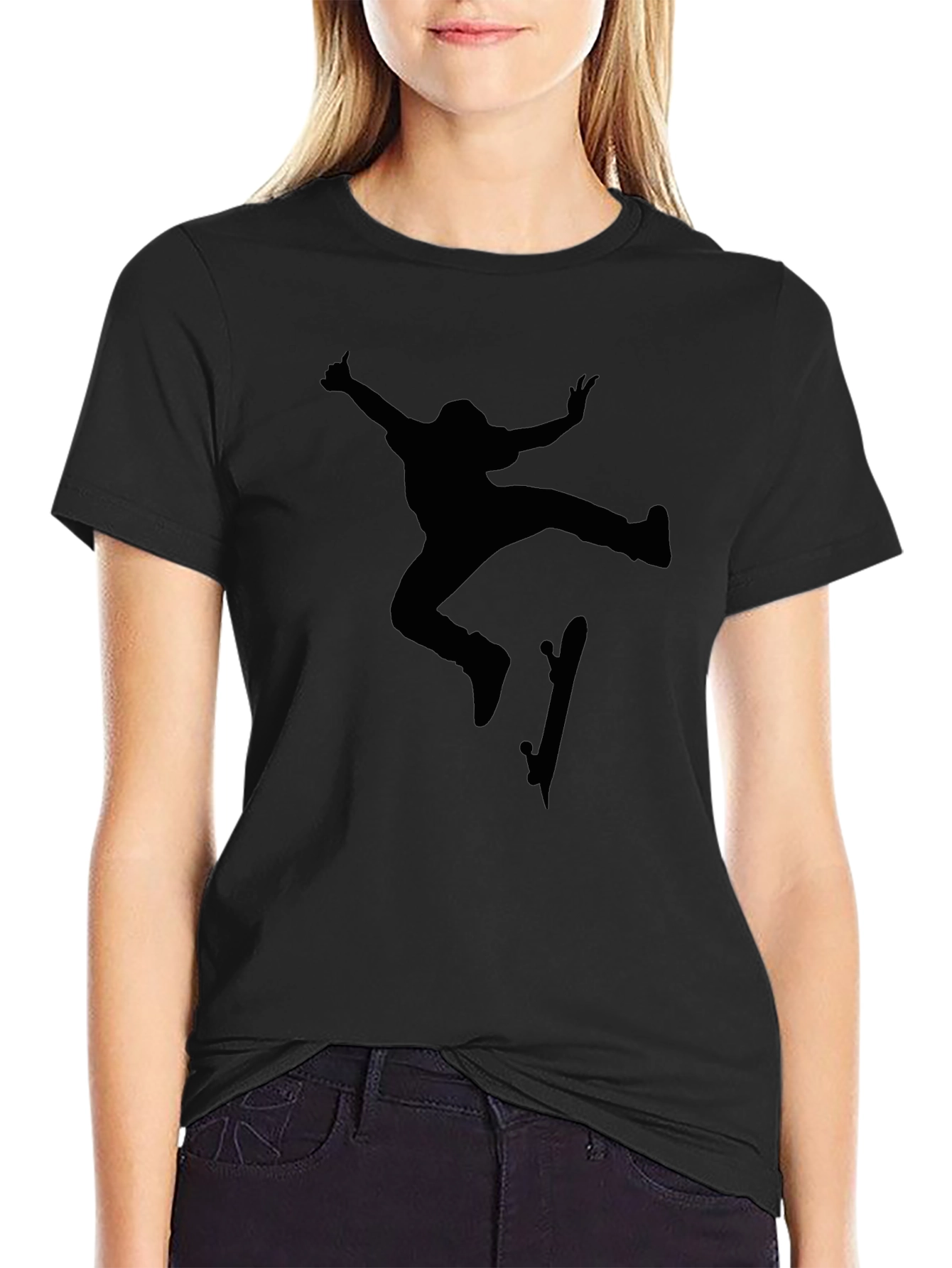 Skateboarder Silhouette Black T-Shirt