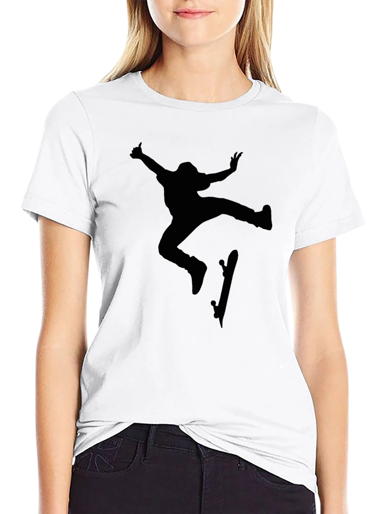 Skateboarder Silhouette Black T-Shirt