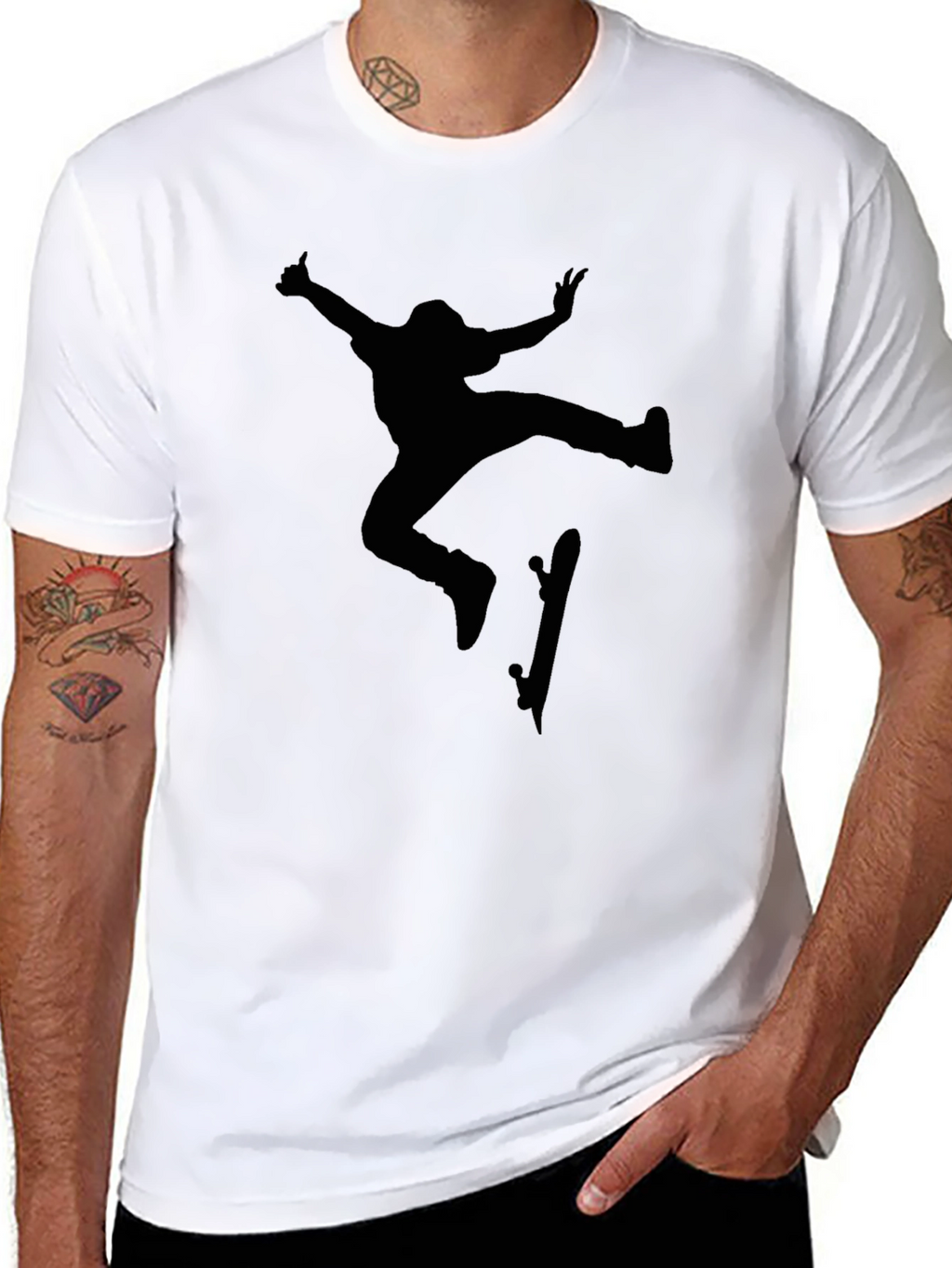 Skateboarder Silhouette Black T-Shirt