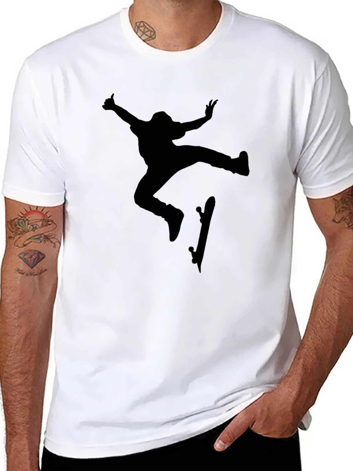 Skateboarder Silhouette Black T-Shirt