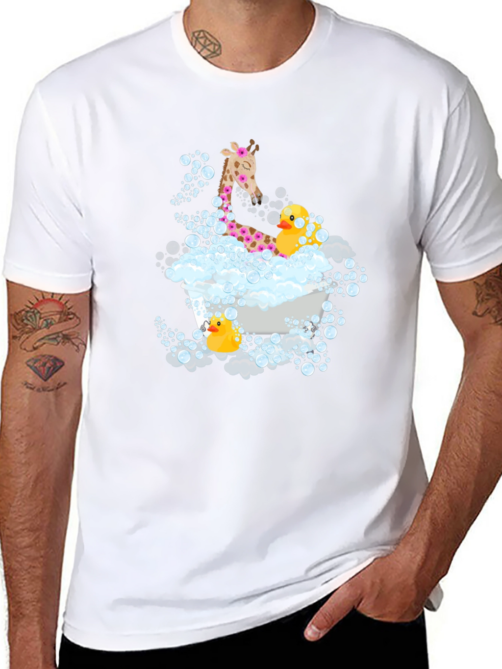 Giraffe & Ducks in Tub T-Shirt