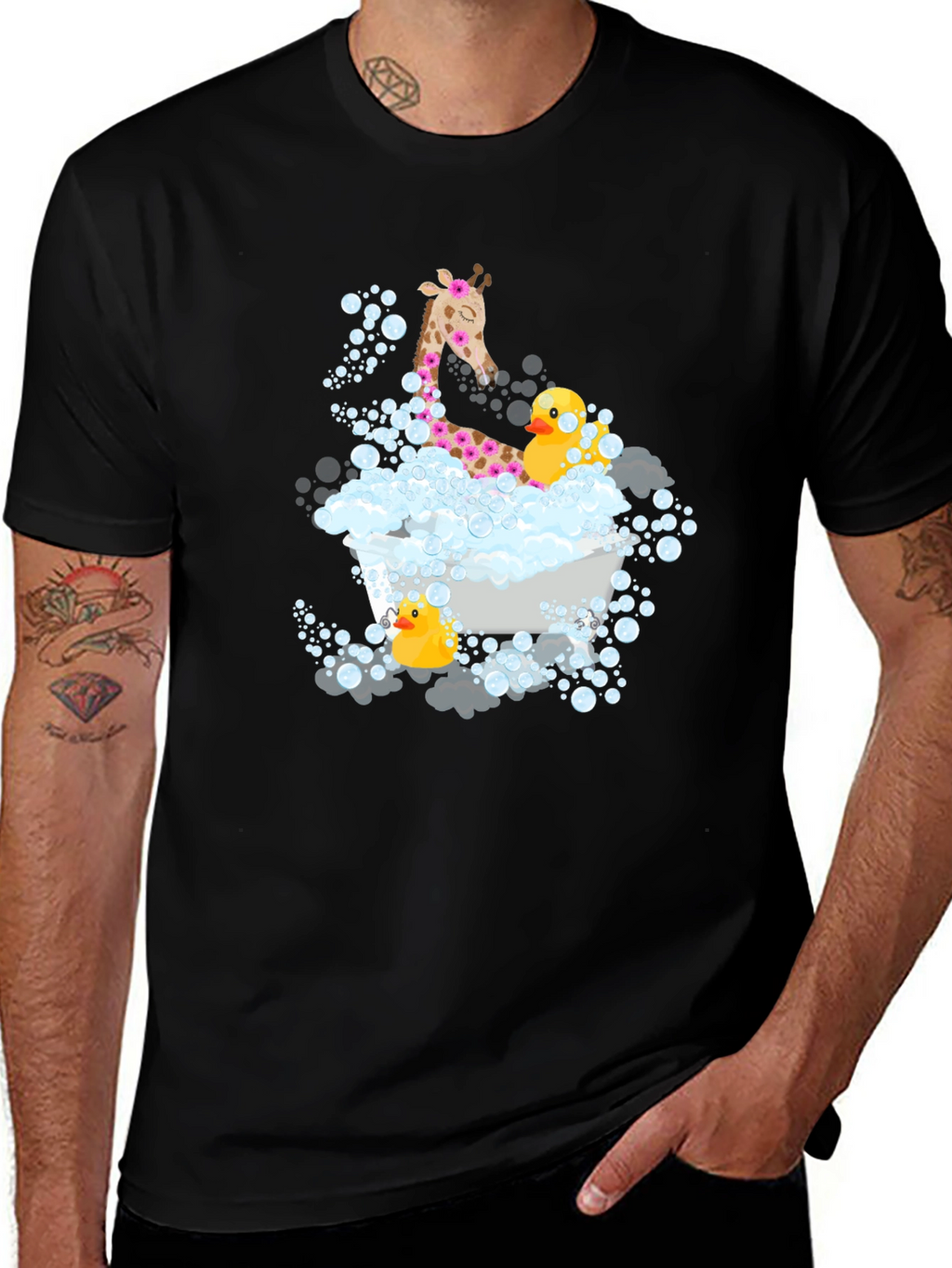 Giraffe & Ducks in Tub T-Shirt
