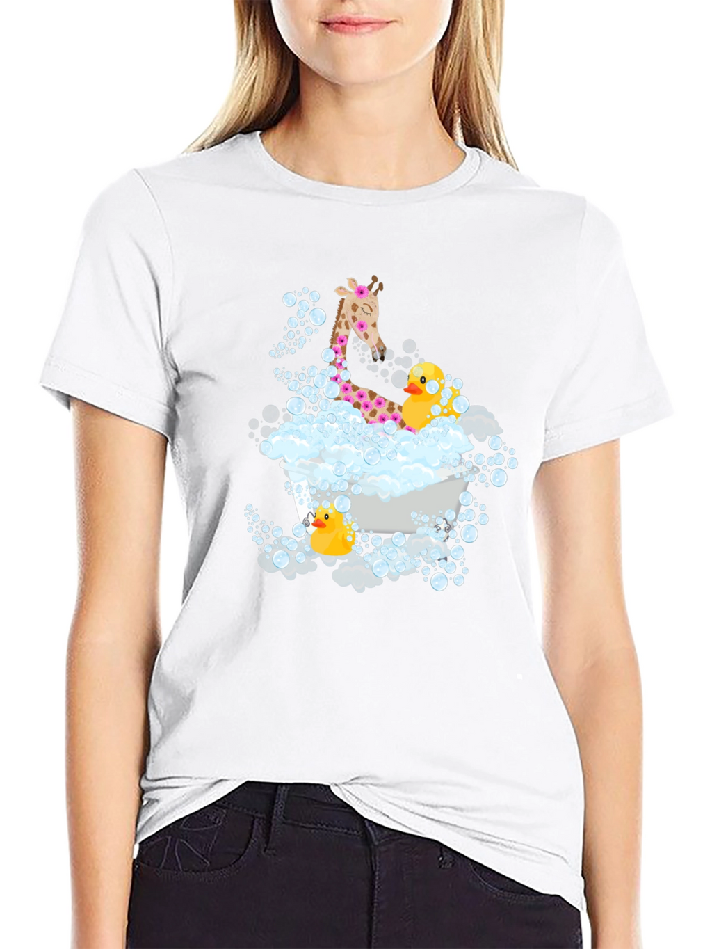 Giraffe & Ducks in Tub T-Shirt