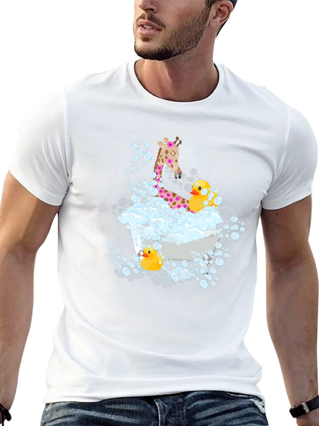 Giraffe & Ducks in Tub T-Shirt