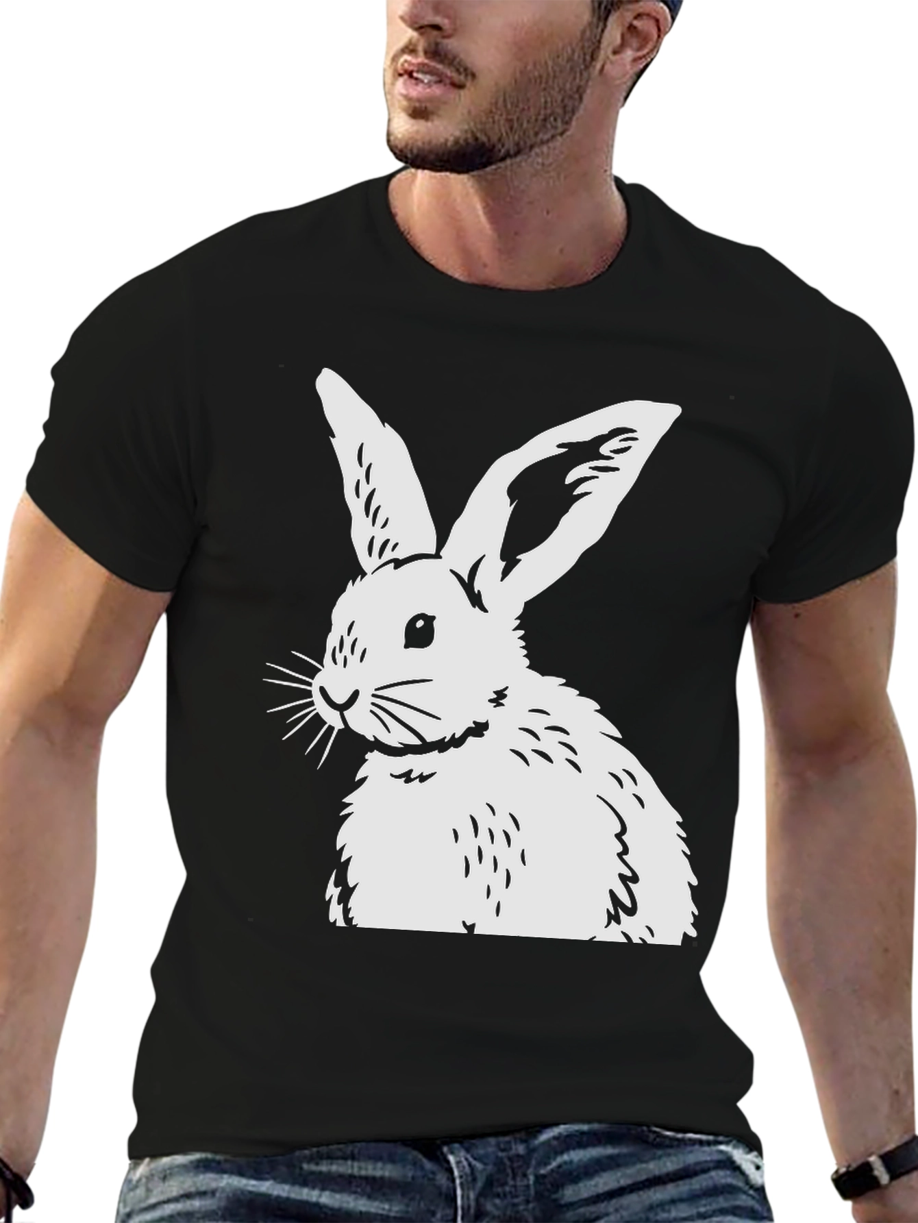 Rabbit Graphic Tee - Black Casual Top