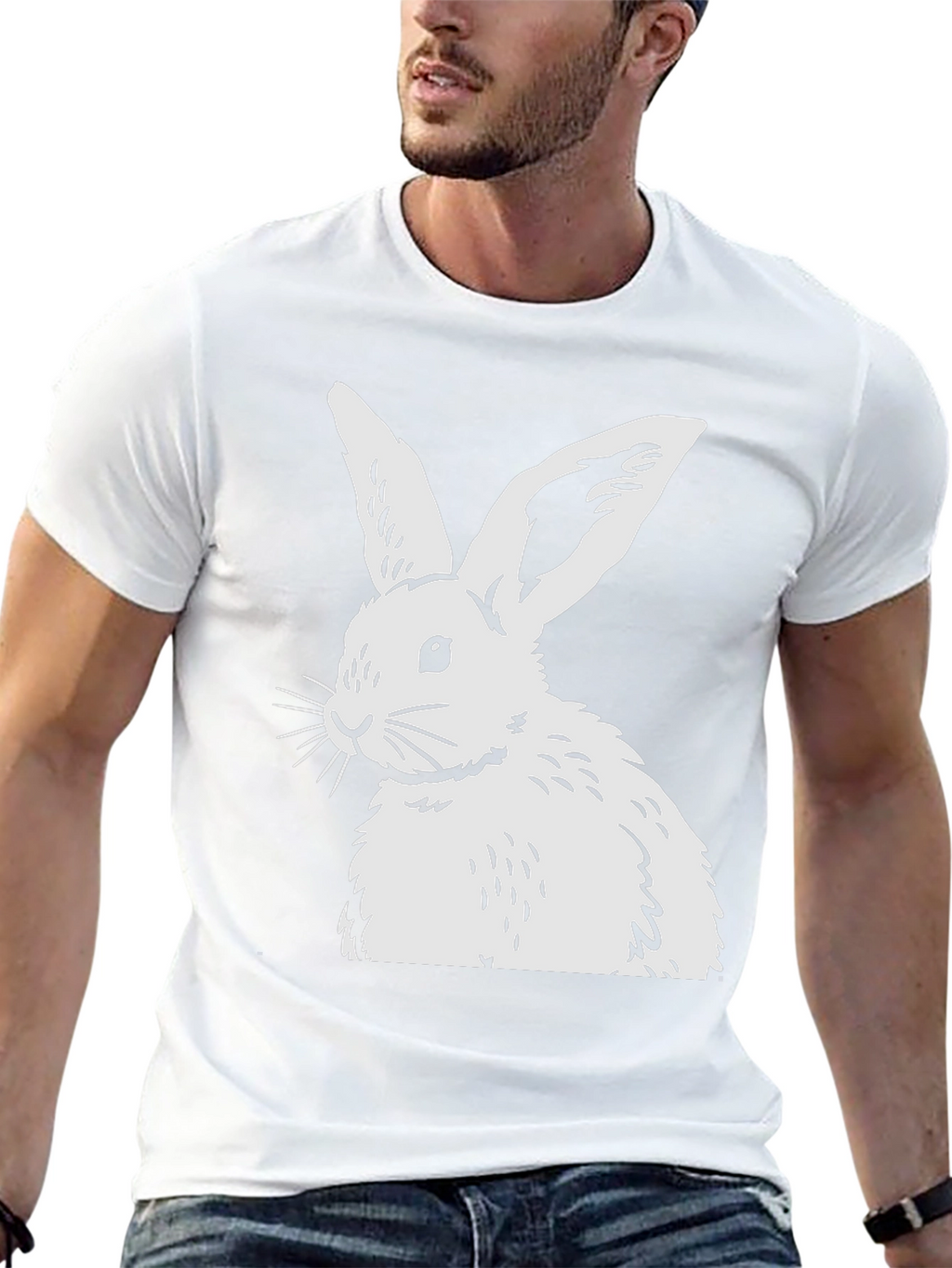Rabbit Graphic Tee - Black Casual Top