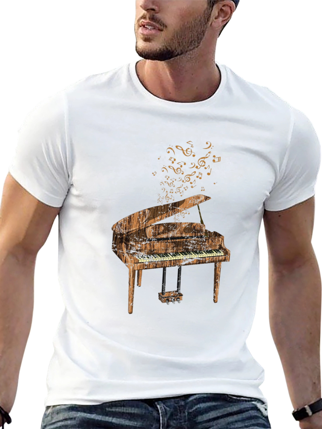 Piano Graphic Tee - Music Lovers Black T-Shirt