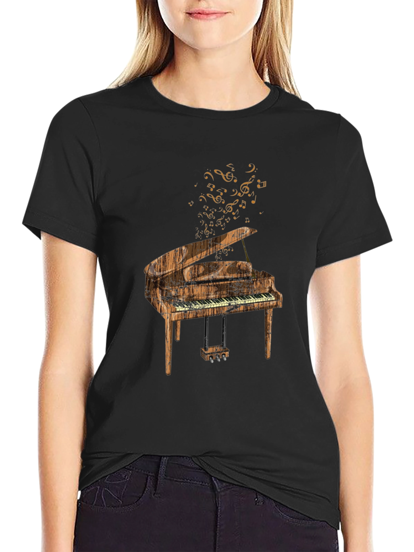 Piano Graphic Tee - Music Lovers Black T-Shirt