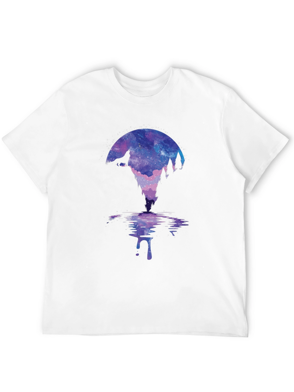 Wolf Galaxy Print Black T-Shirt