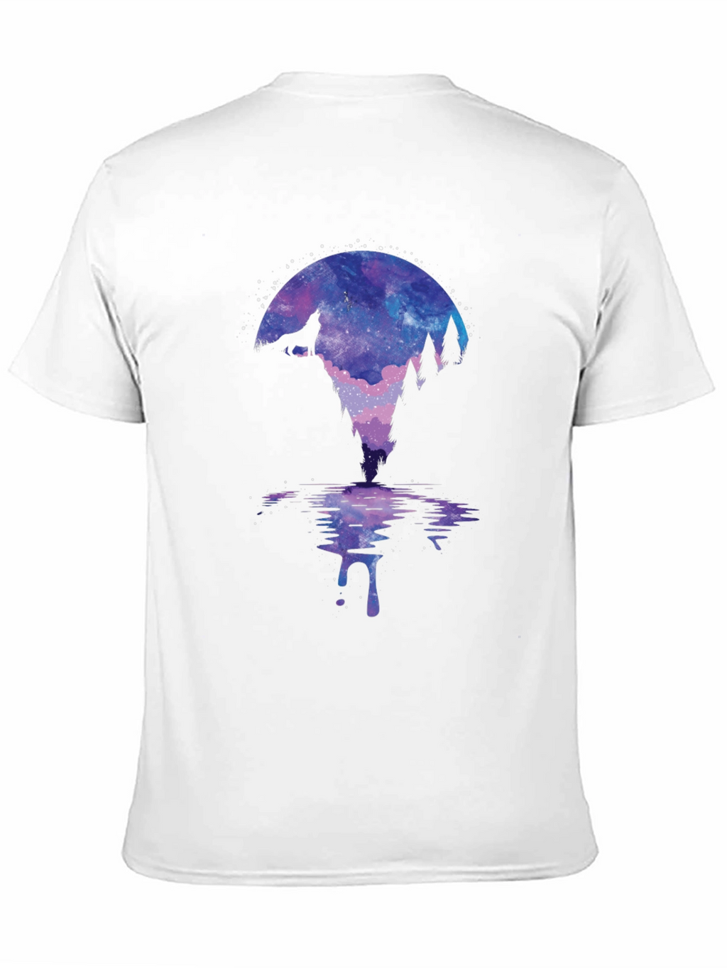 Wolf Galaxy Print Black T-Shirt