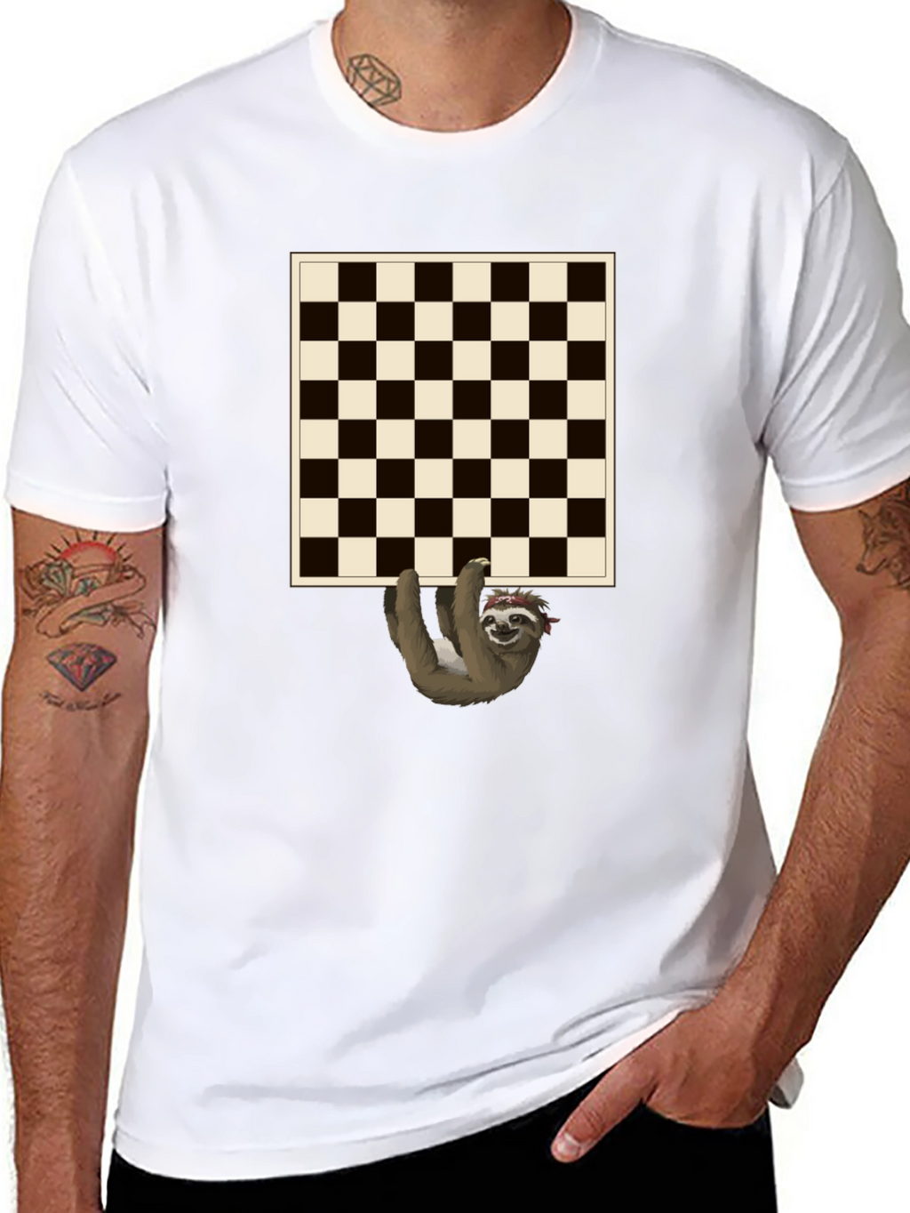 Sloth Chess Board Graphic Tee