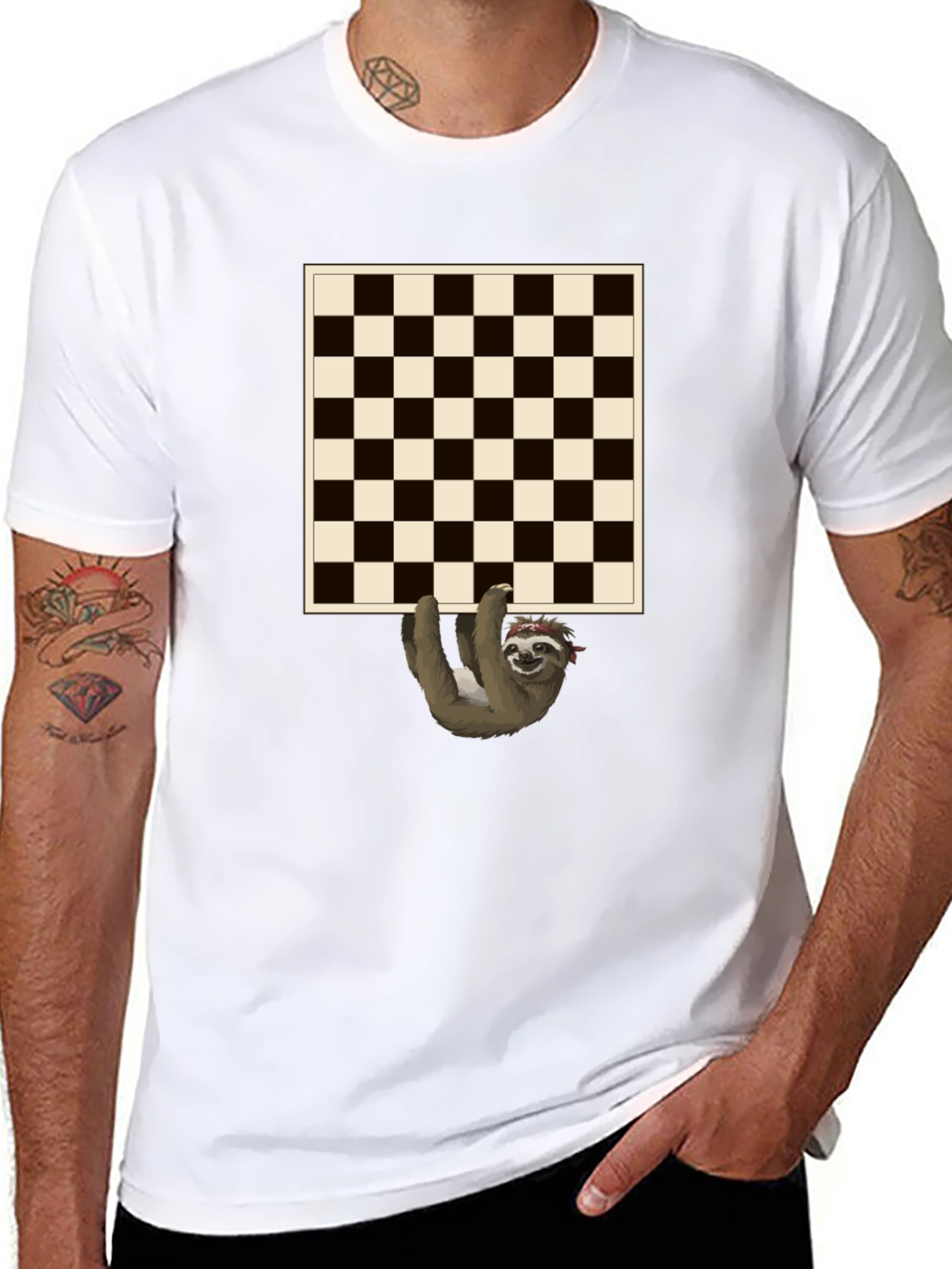 Sloth Chess Board Graphic Tee