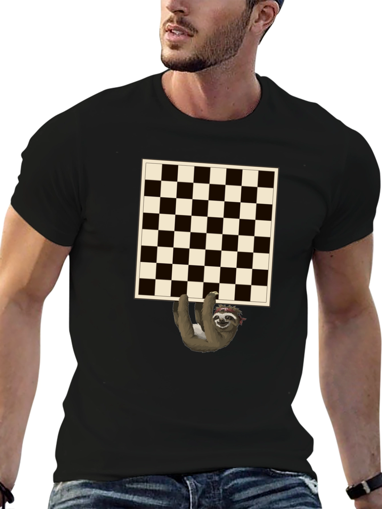 Sloth Chess Board Graphic Tee