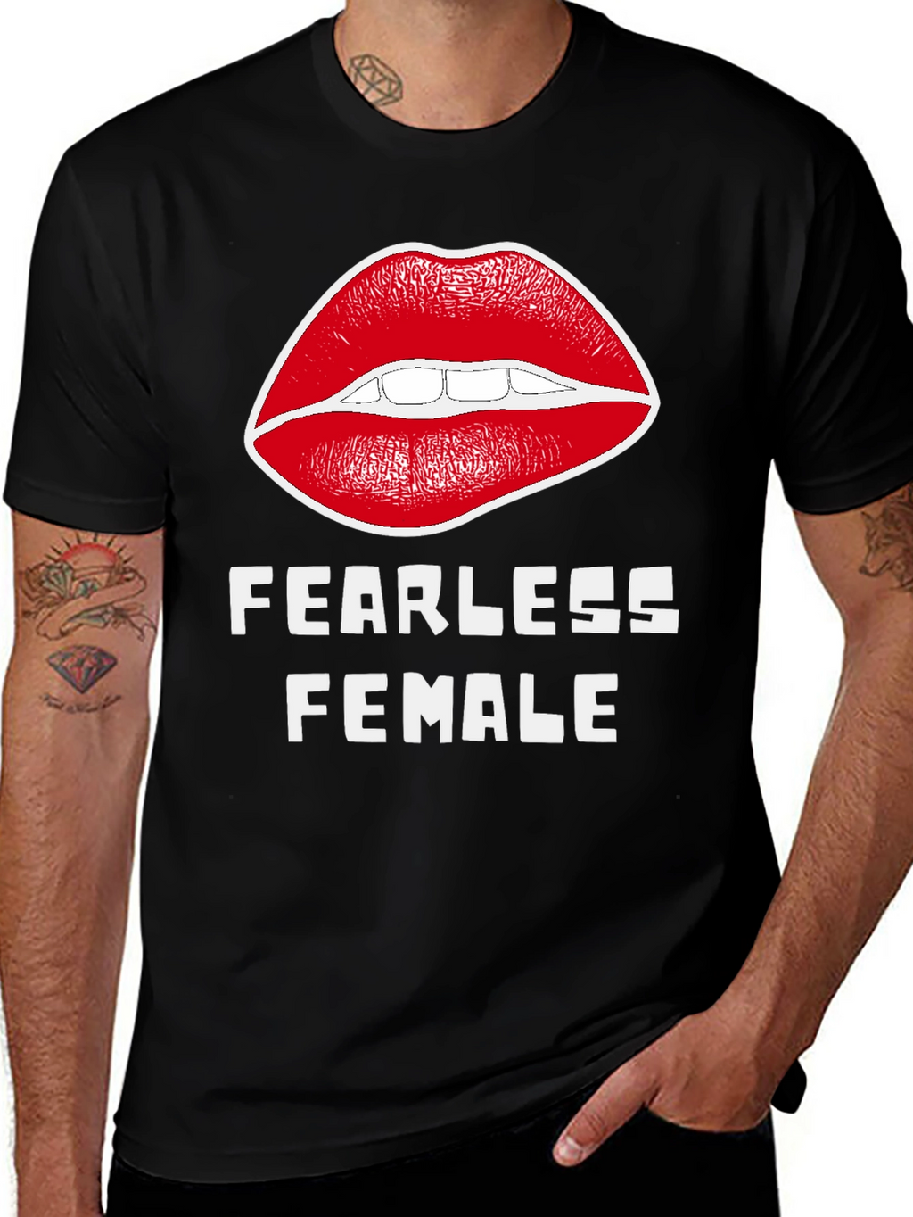 Fearless Female Graphic T-Shirt - Bold Lip Design