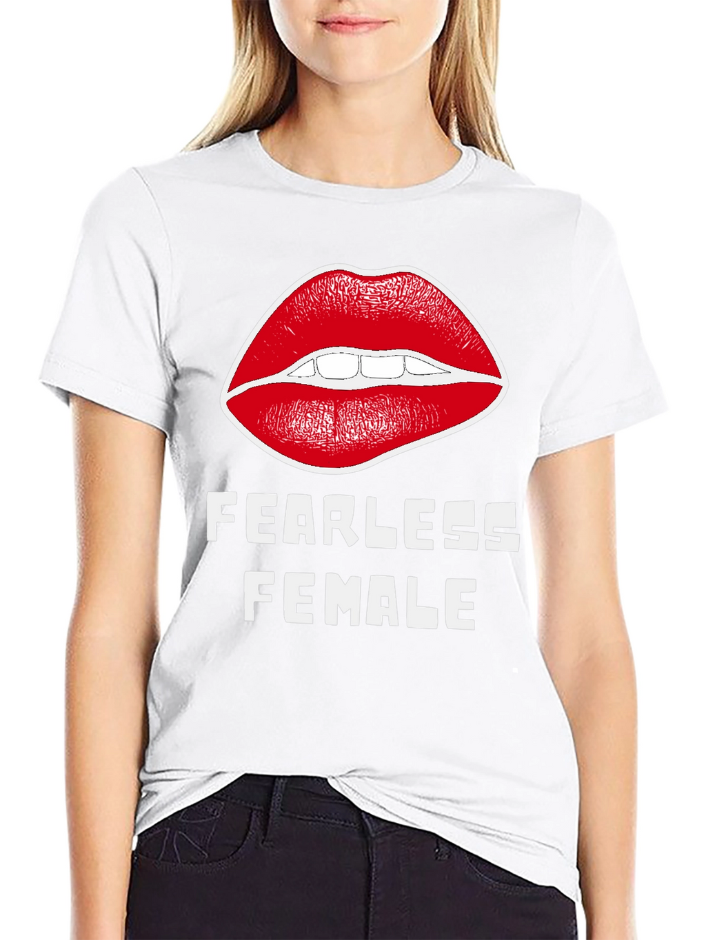 Fearless Female Graphic T-Shirt - Bold Lip Design