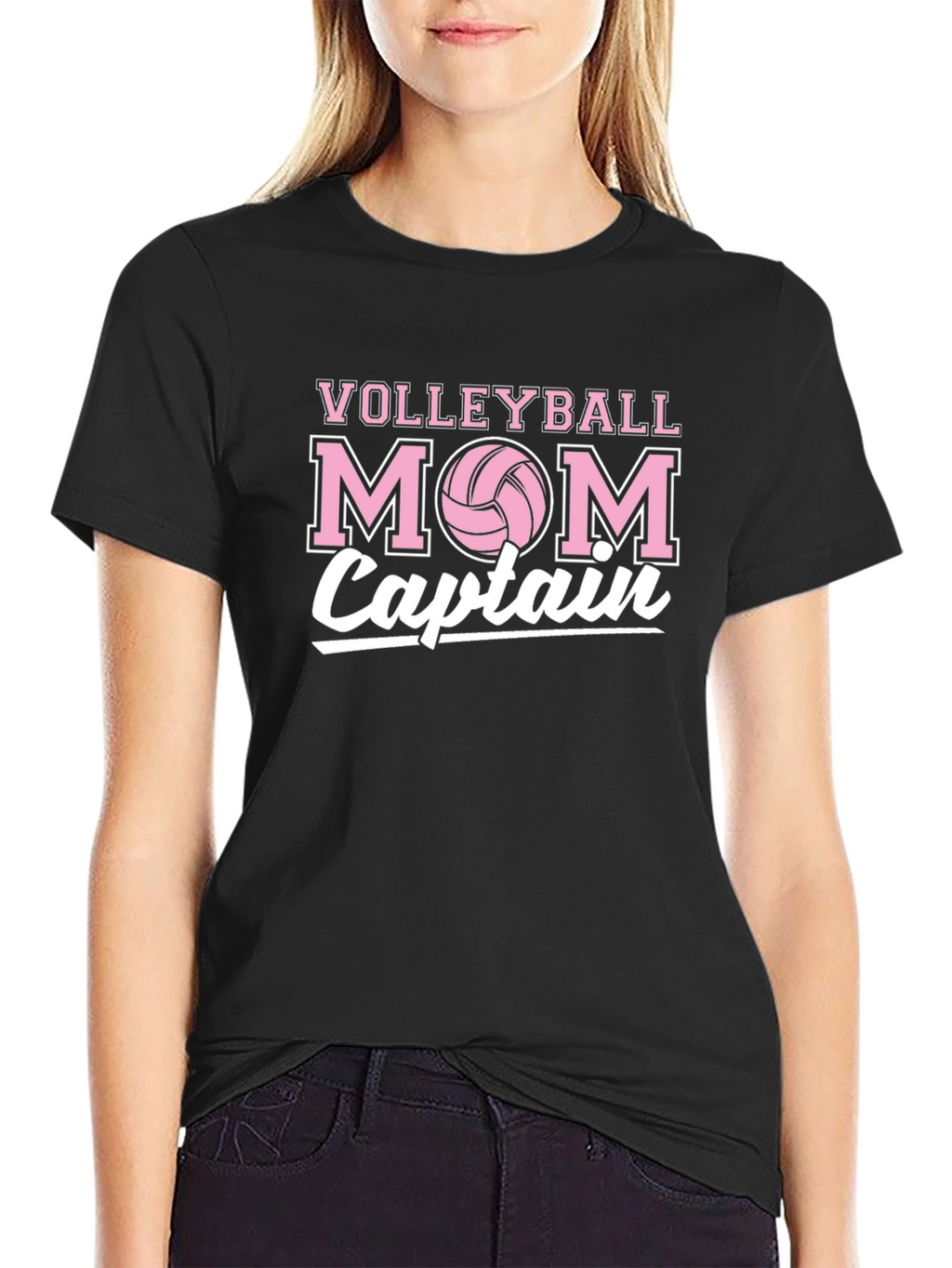 Volleyball Mom Captain T-Shirt - Black