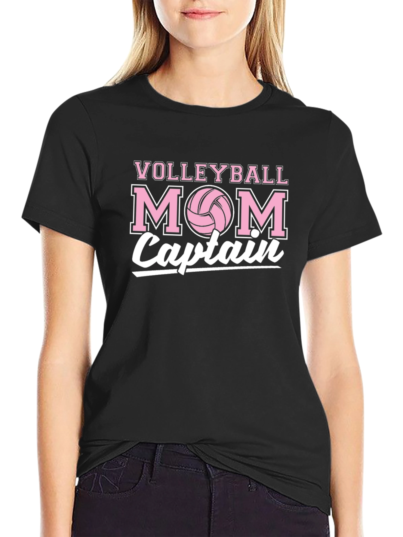 Volleyball Mom Captain T-Shirt - Black