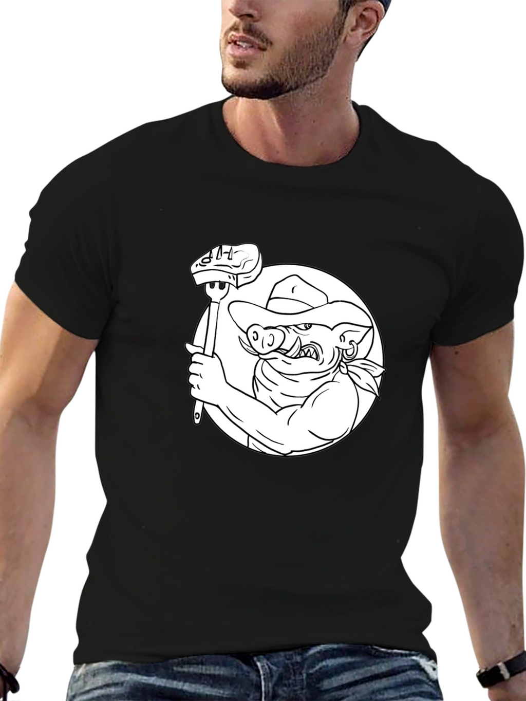 BBQ Hog T-Shirt - Black Cotton Tee