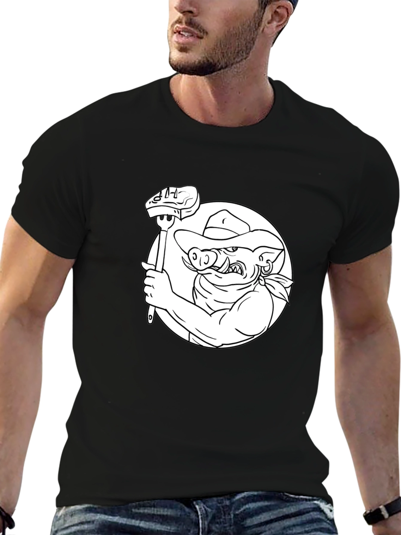 BBQ Hog T-Shirt - Black Cotton Tee