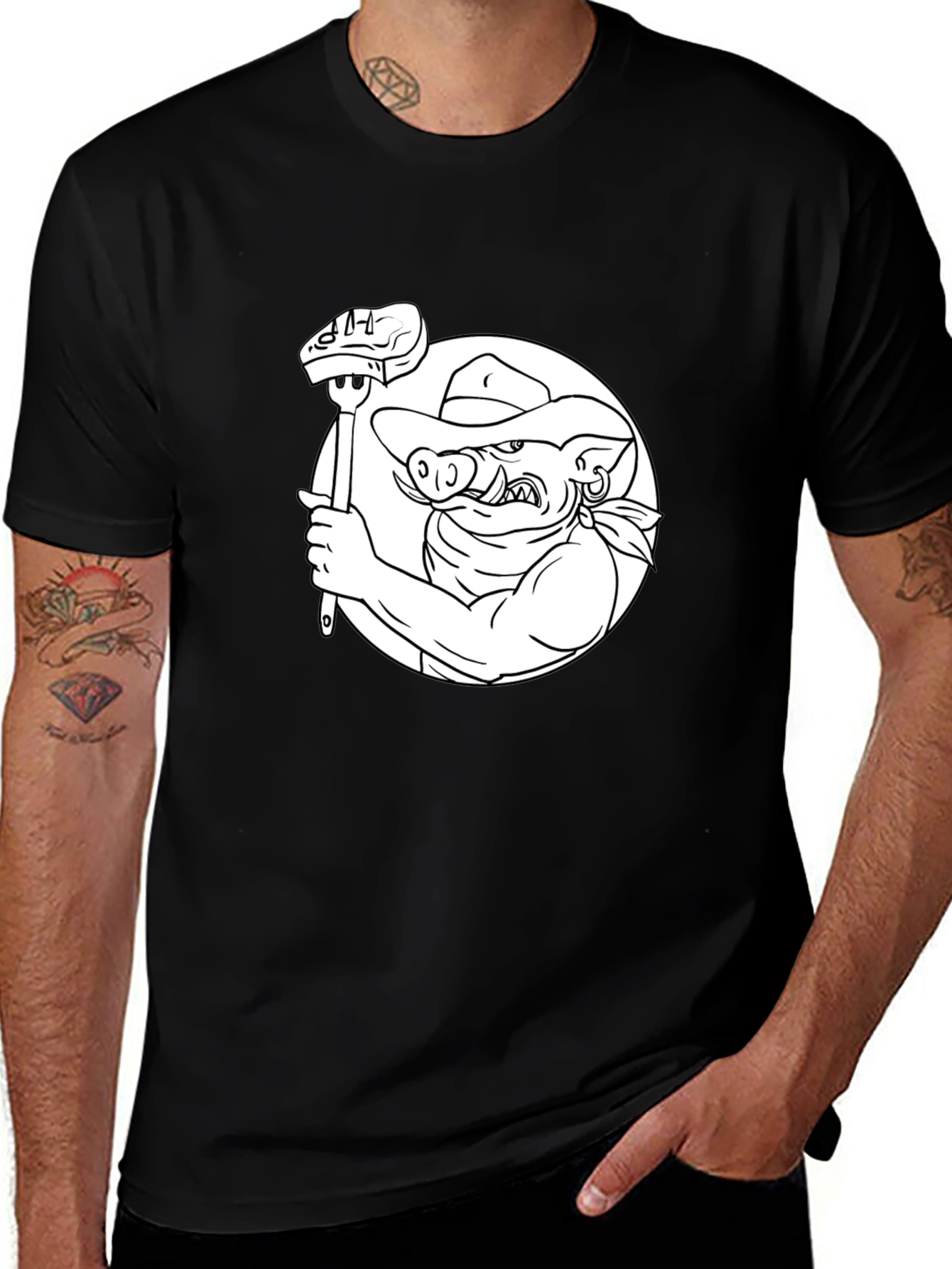 BBQ Hog T-Shirt - Black Cotton Tee
