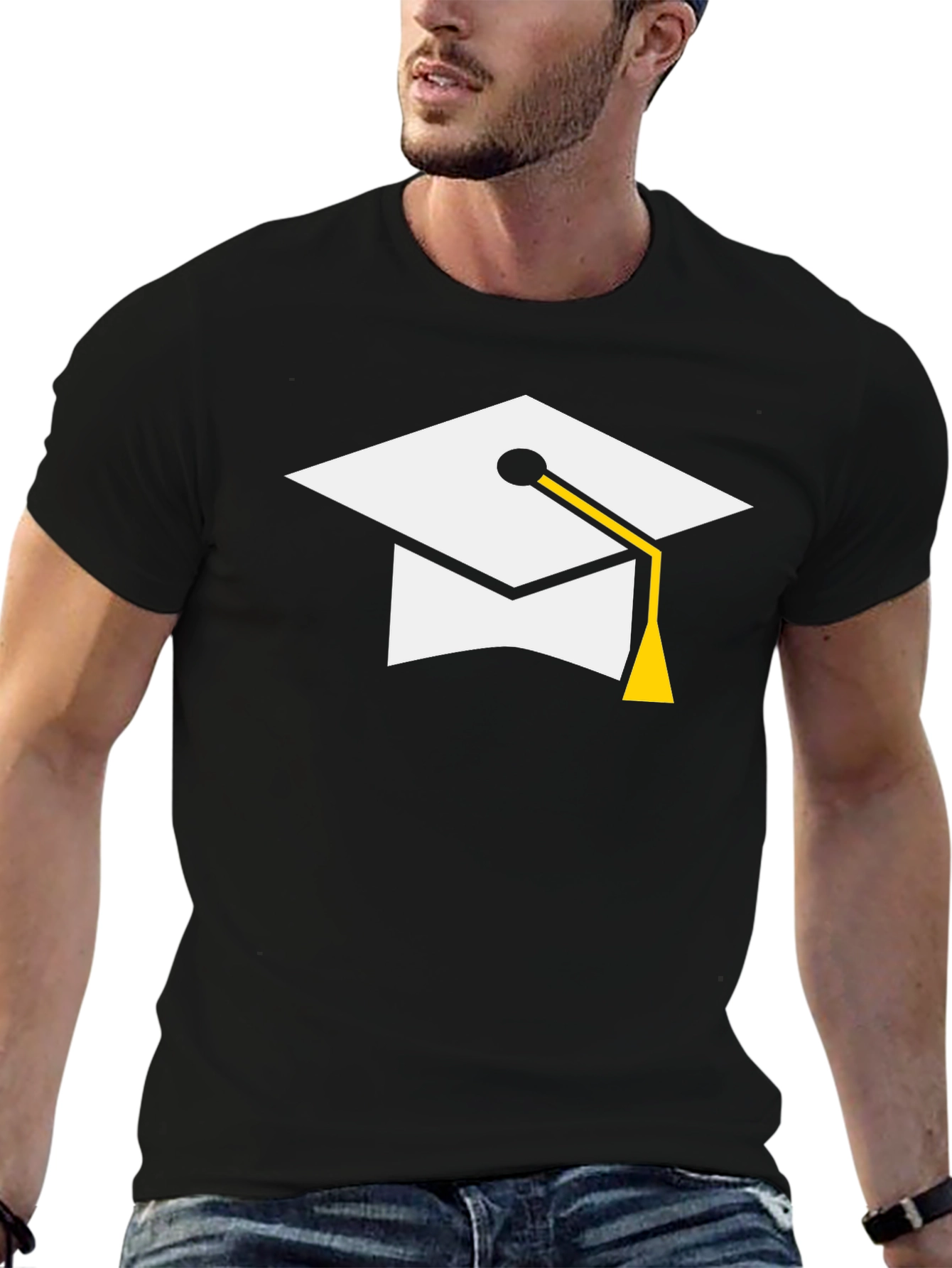 Graduation Cap Graphic Tee - Black
