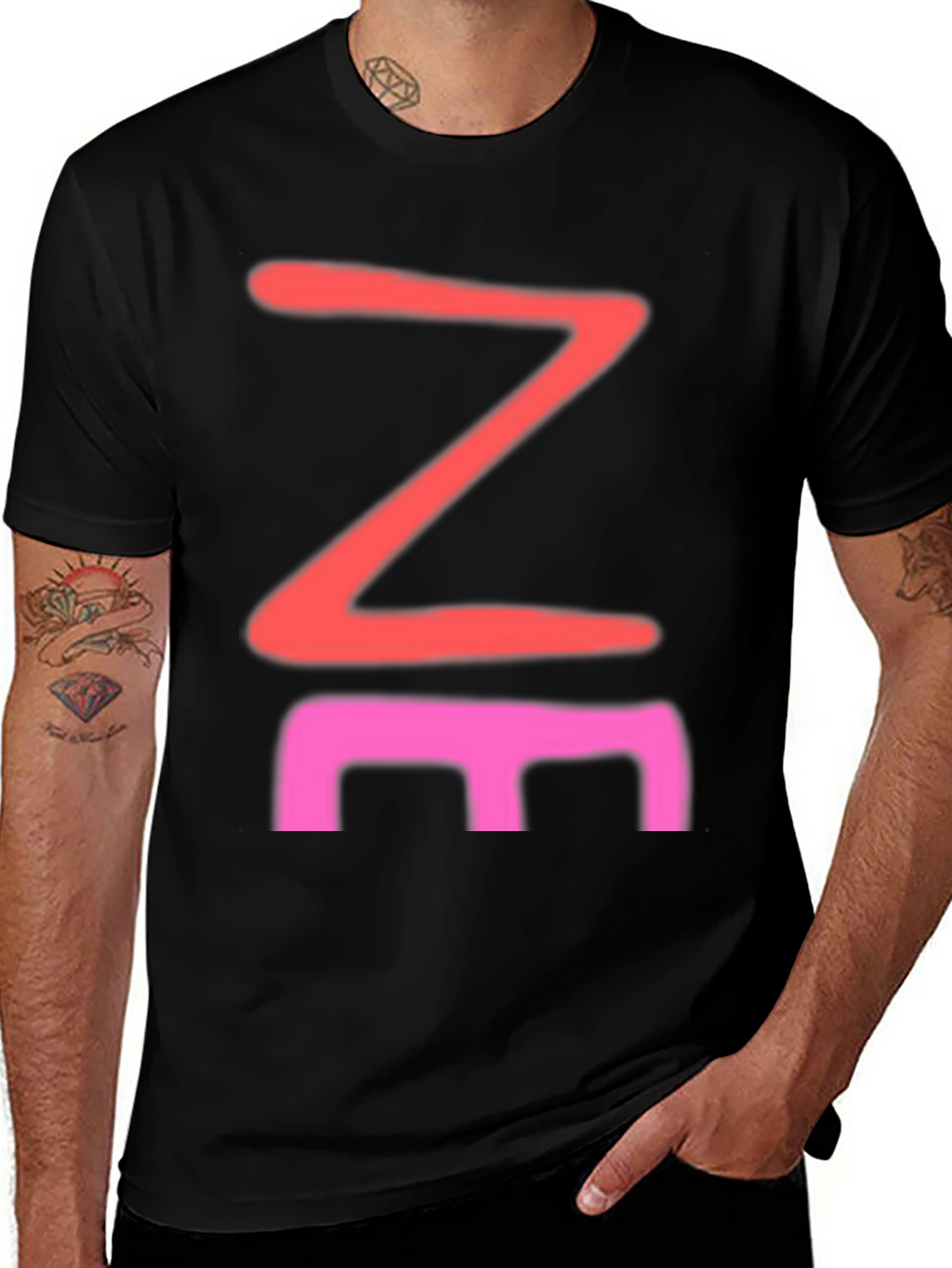 Abstract Graphic Tee - Black Cotton Blend