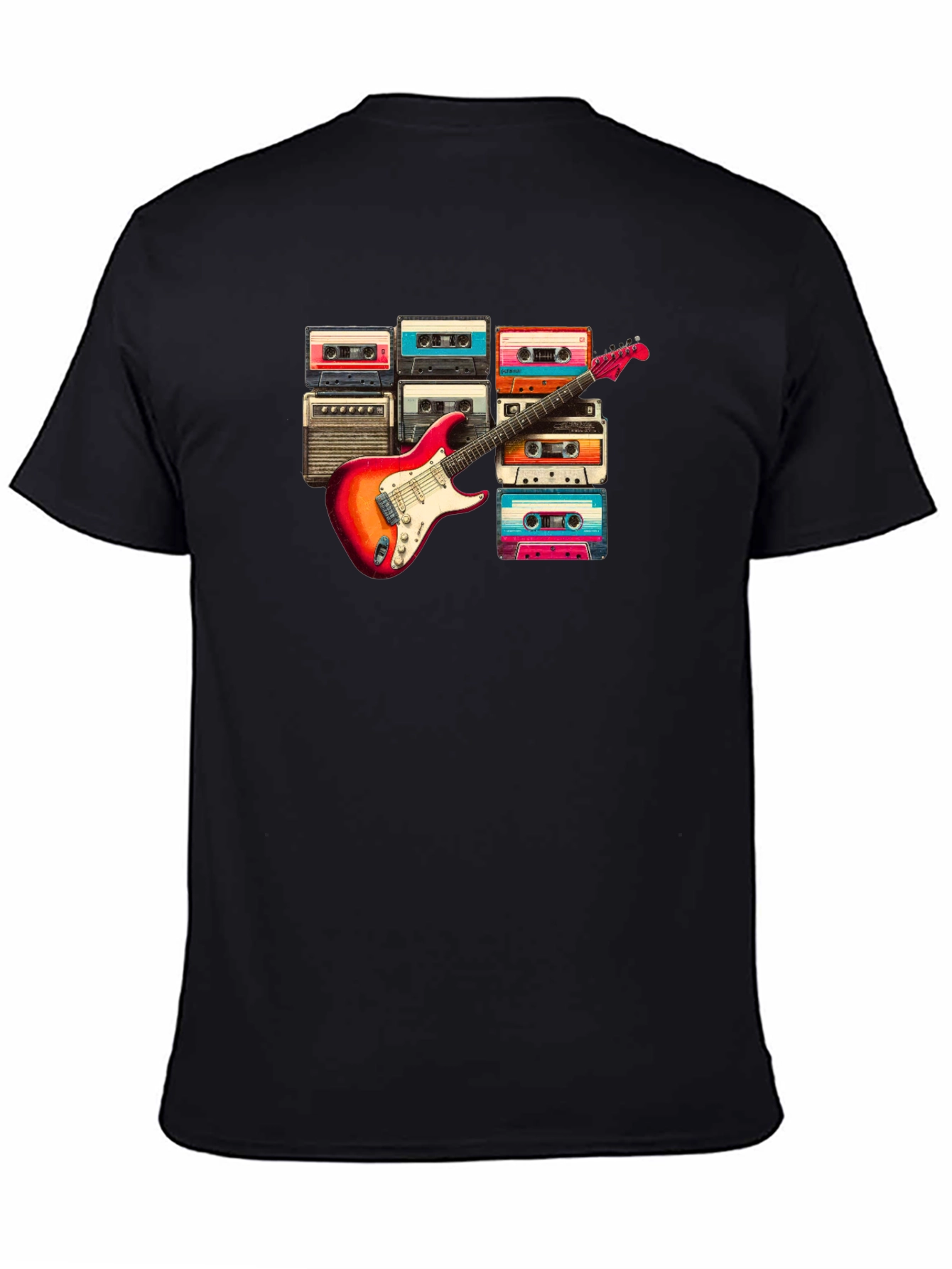 Retro Music T-Shirt - Guitar & Cassette Design