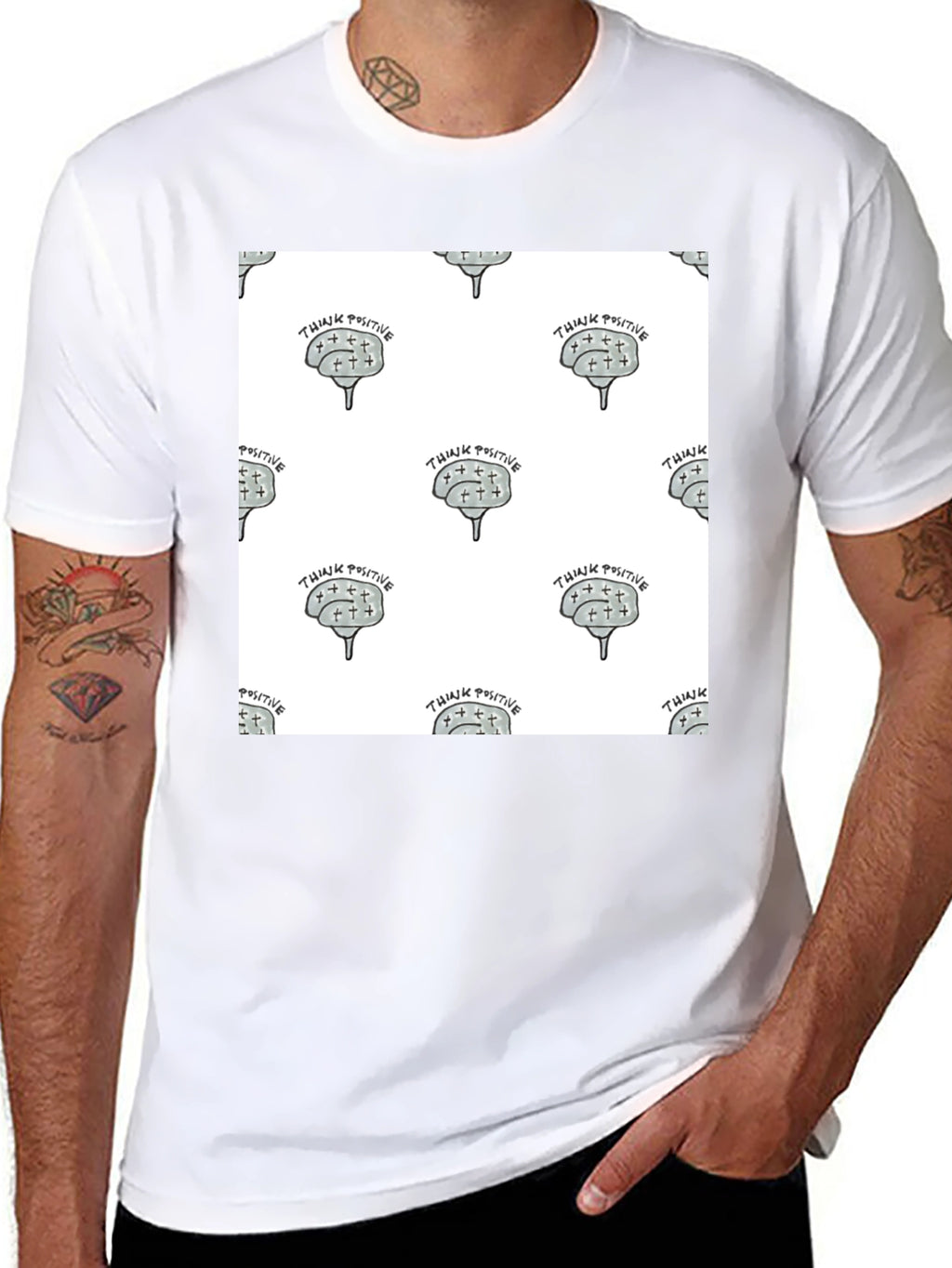 Think Positive Brain Tee - Black Casual Shirt