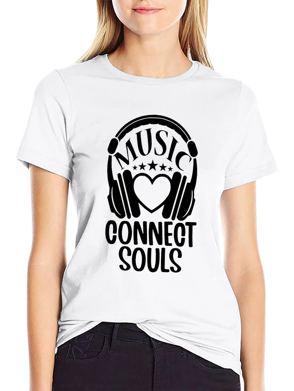 Music Connects Souls Black Graphic Tee