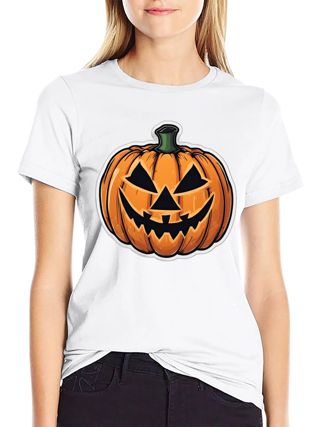 Halloween Pumpkin Face Black T-Shirt