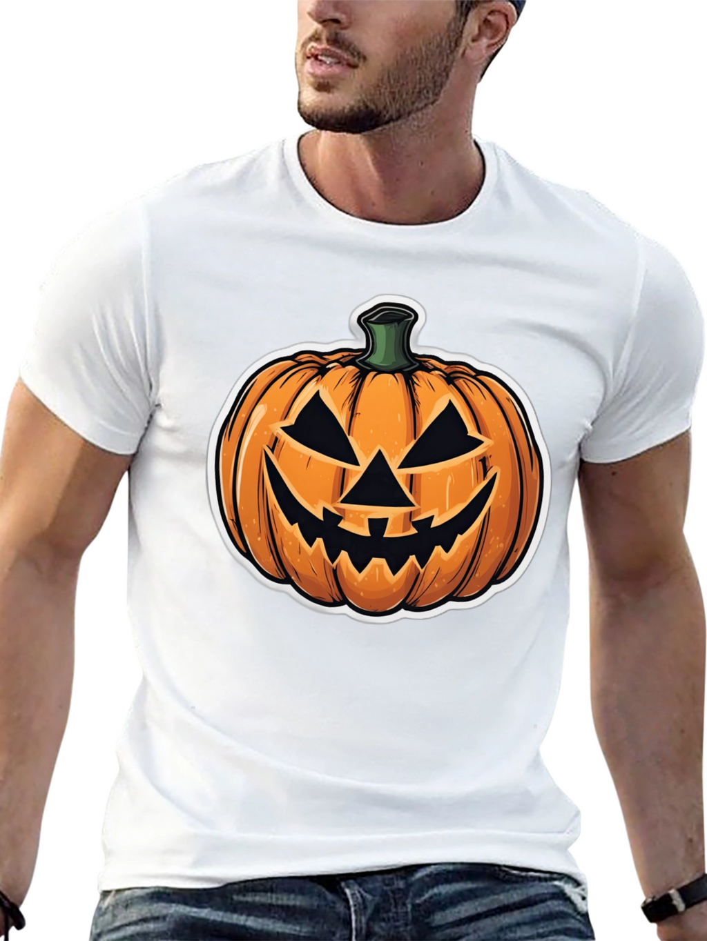 Halloween Pumpkin Face Black T-Shirt