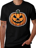 Halloween Pumpkin Face Black T-Shirt