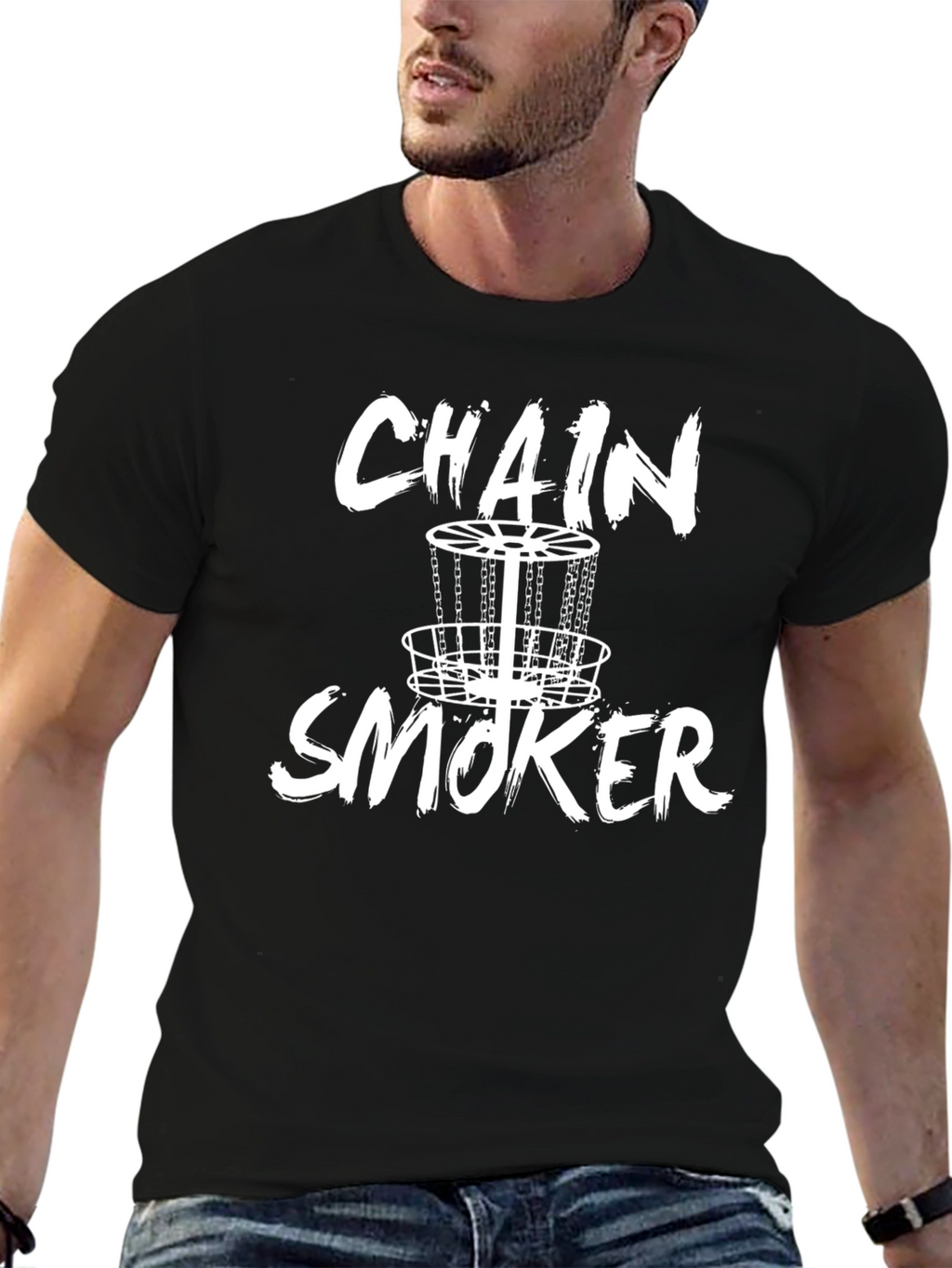 Chain Smoker Disc Golf T-Shirt - Black Graphic Tee