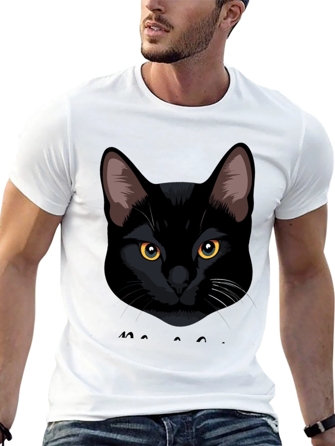 Black Cat Graphic Tee - Mens Casual T-Shirt