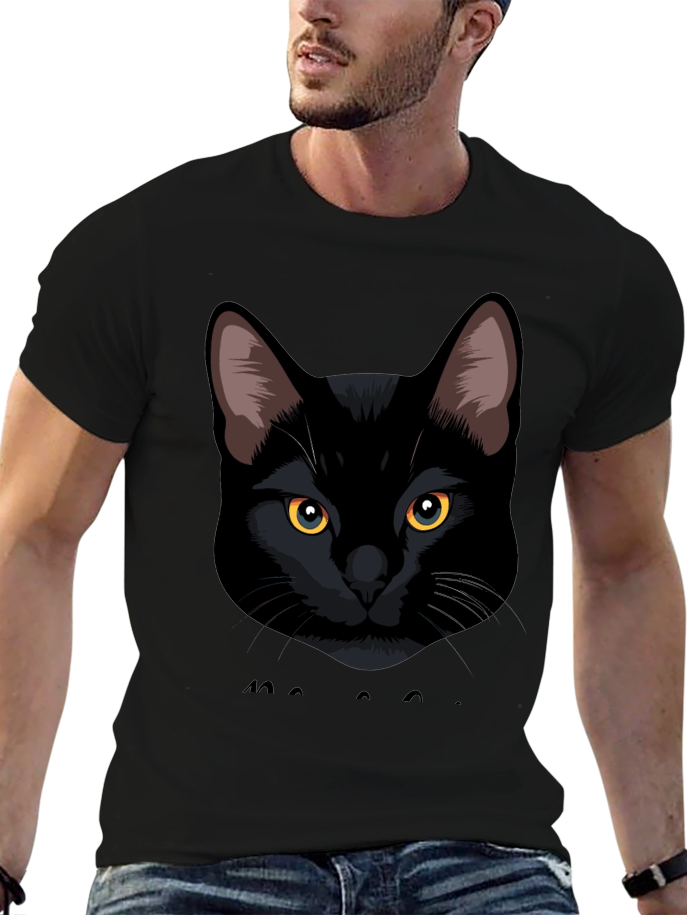 Black Cat Graphic Tee - Mens Casual T-Shirt
